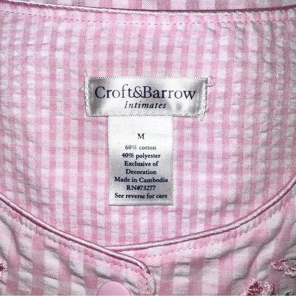 Croft & Barrow Women’s Night Gown Size M Intimates Pink Floral Embroidered - Picture 7 of 9